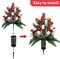 Artificial Flowers for Cemetery, 2 Sets 48 Heads Artificial Rose Bouquet Graveyard Memorial Silk Flowers for Cemetery Flower Arrangement with Vase for Headstone Decor Outdoor (Red & White)